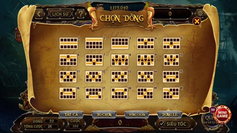 Quy tắc chọn dòng cược trong pirate king