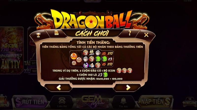Một số tính năng hỗ trợ trong dragon ball Sun win